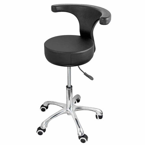 Dental Backrest Rolling Stool Dentist Assistant Exam Chair Adjustable Height -black (ATOMO Dental Supplies)