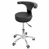 Dental Backrest Rolling Stool Dentist Assistant Exam Chair Adjustable Height -black (ATOMO Dental Supplies)